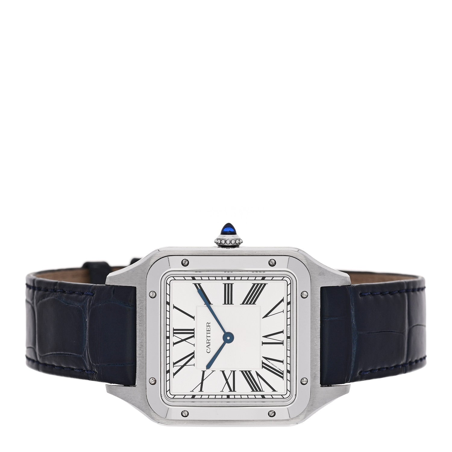 Cartier Stainless Steel Alligator 33.9mm Santos Dumont Manual Winding Watch 2 of 6