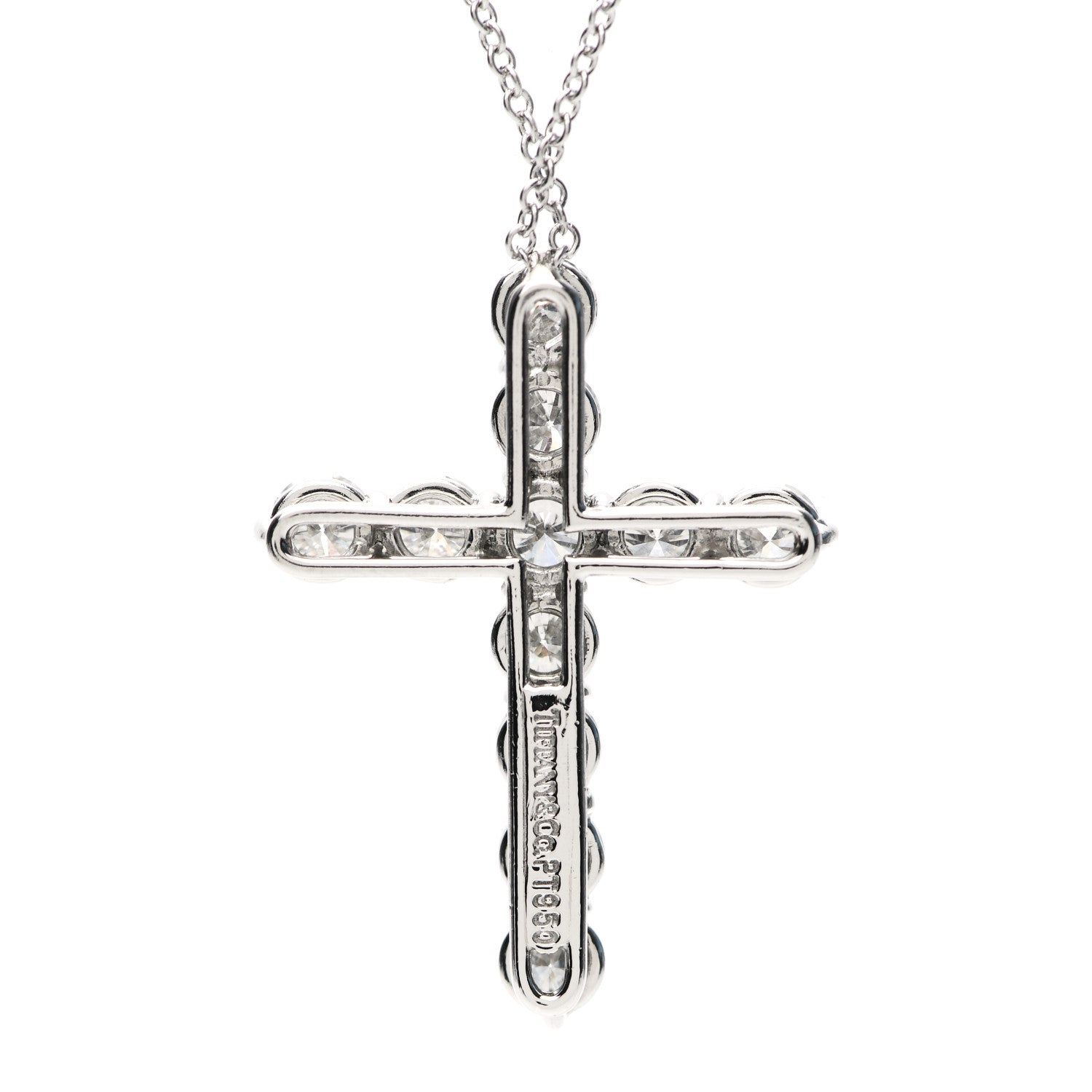 Tiffany Platinum Diamond Large Cross Pendant Necklace 4 of 4