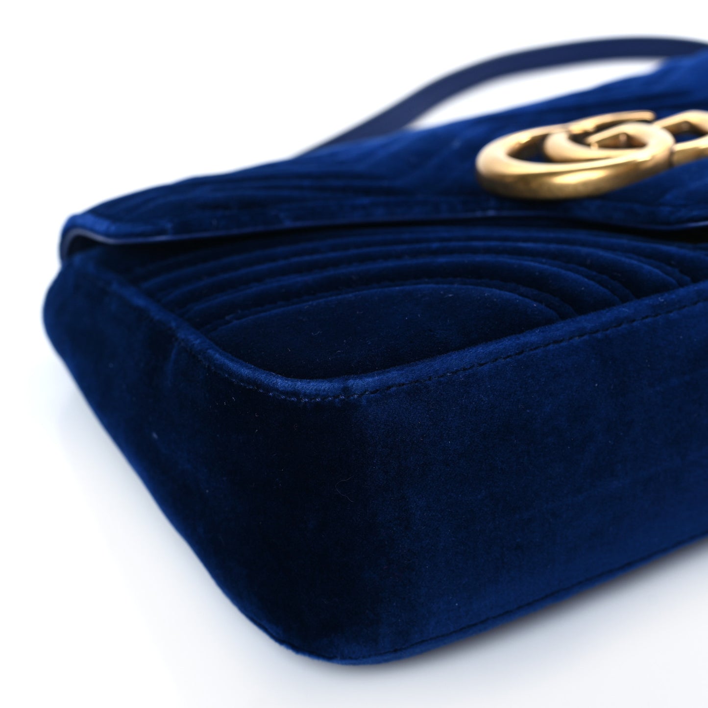 Velvet Matelasse Medium GG Marmont Shoulder Bag Cobalt Blue