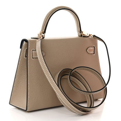 Hermes Chevre Mysore Horseshoe Mini Kelly Sellier 20 Gris Tourterelle Bleu Indigo 4 of 13