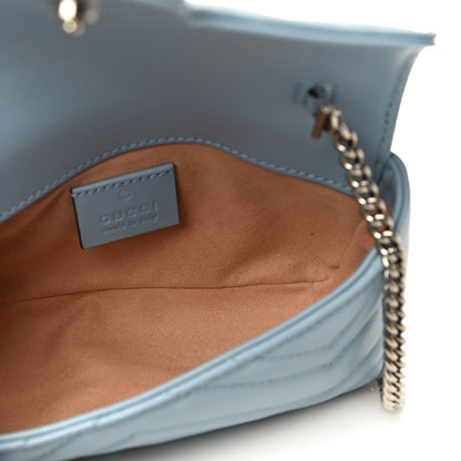 Gucci Calfskin Matelasse Super Mini GG Marmont Shoulder Bag Porcelain Light Blue 5 of 9