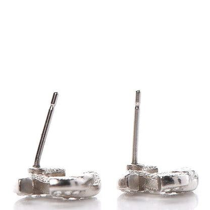 Chanel Crystal Mini CC Earrings Silver 4 of 6