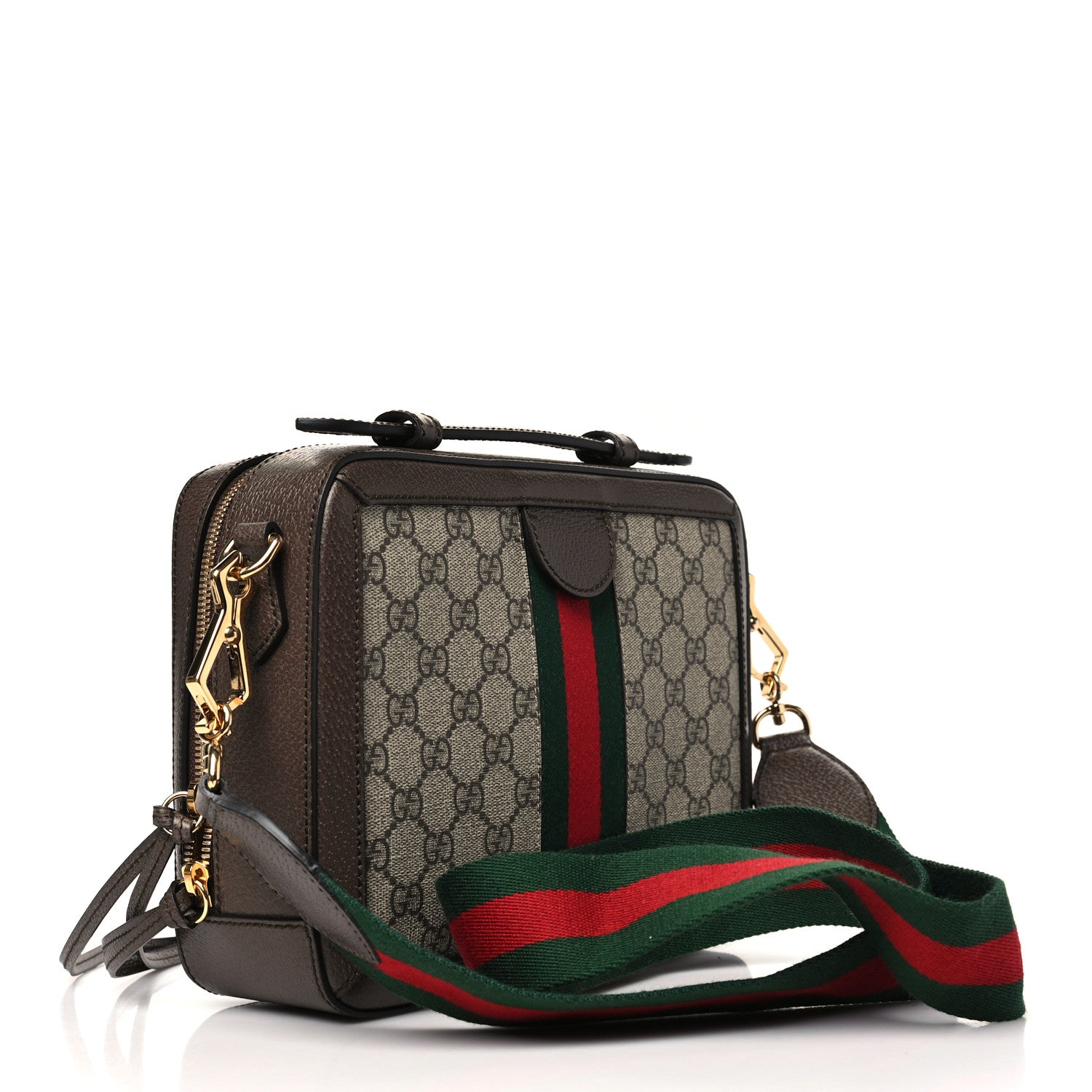 Gucci GG Supreme Monogram Web Small Ophidia Top Handle Shoulder Bag Brown 3 of 10
