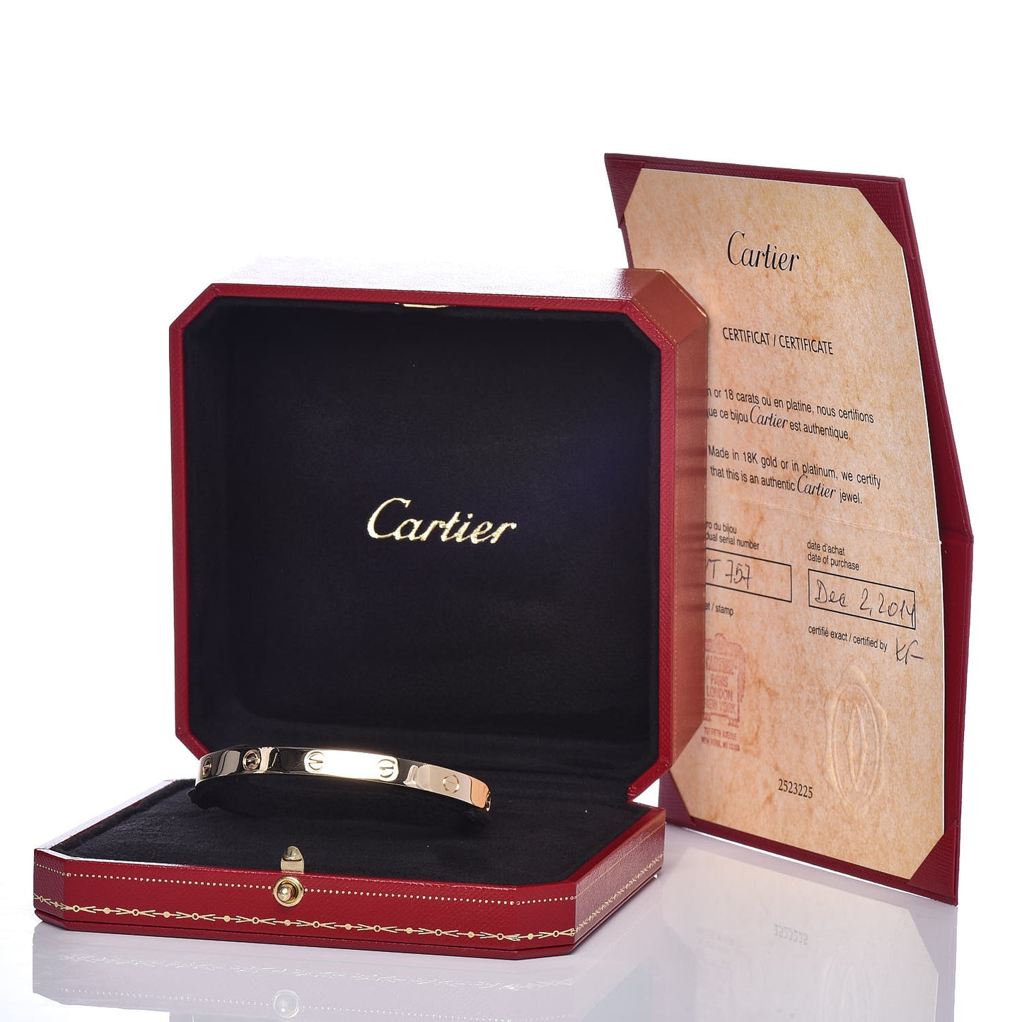 18K Yellow Gold LOVE Cuff Bracelet 19