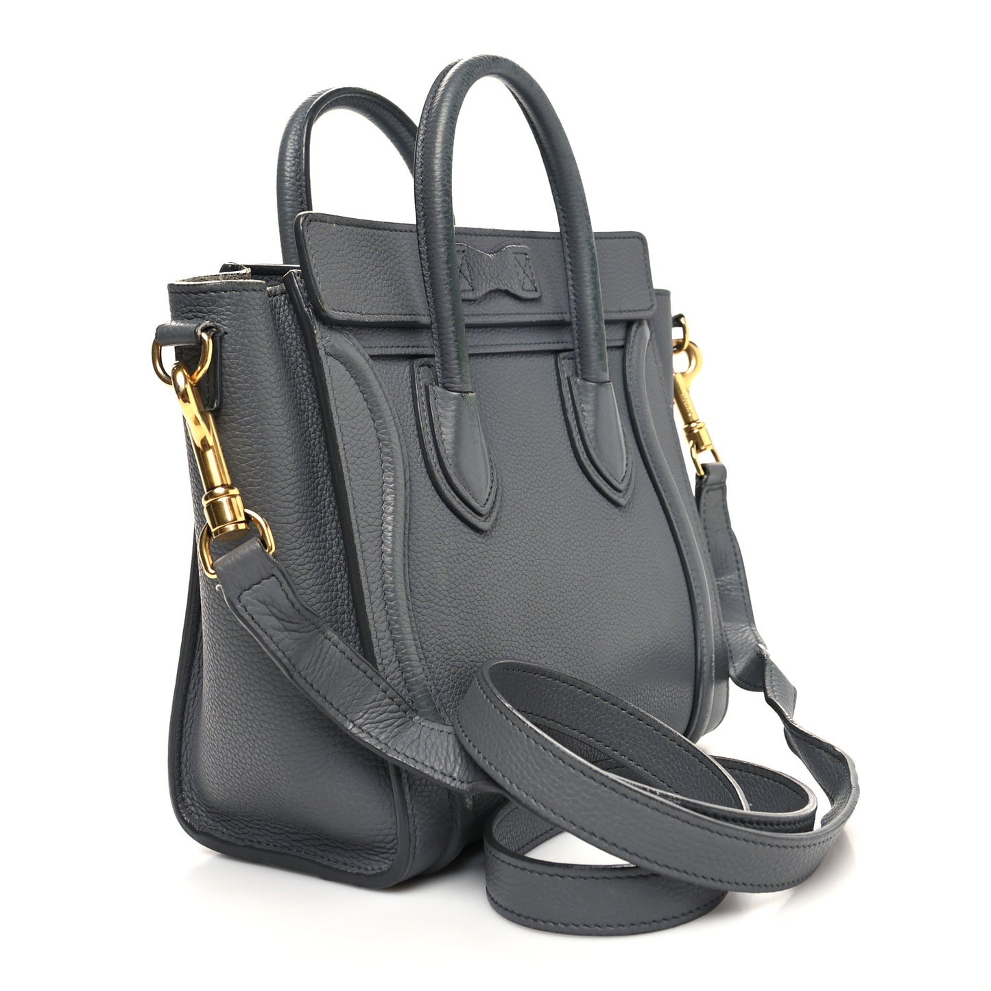 Drummed Calfskin Nano Luggage Kohl