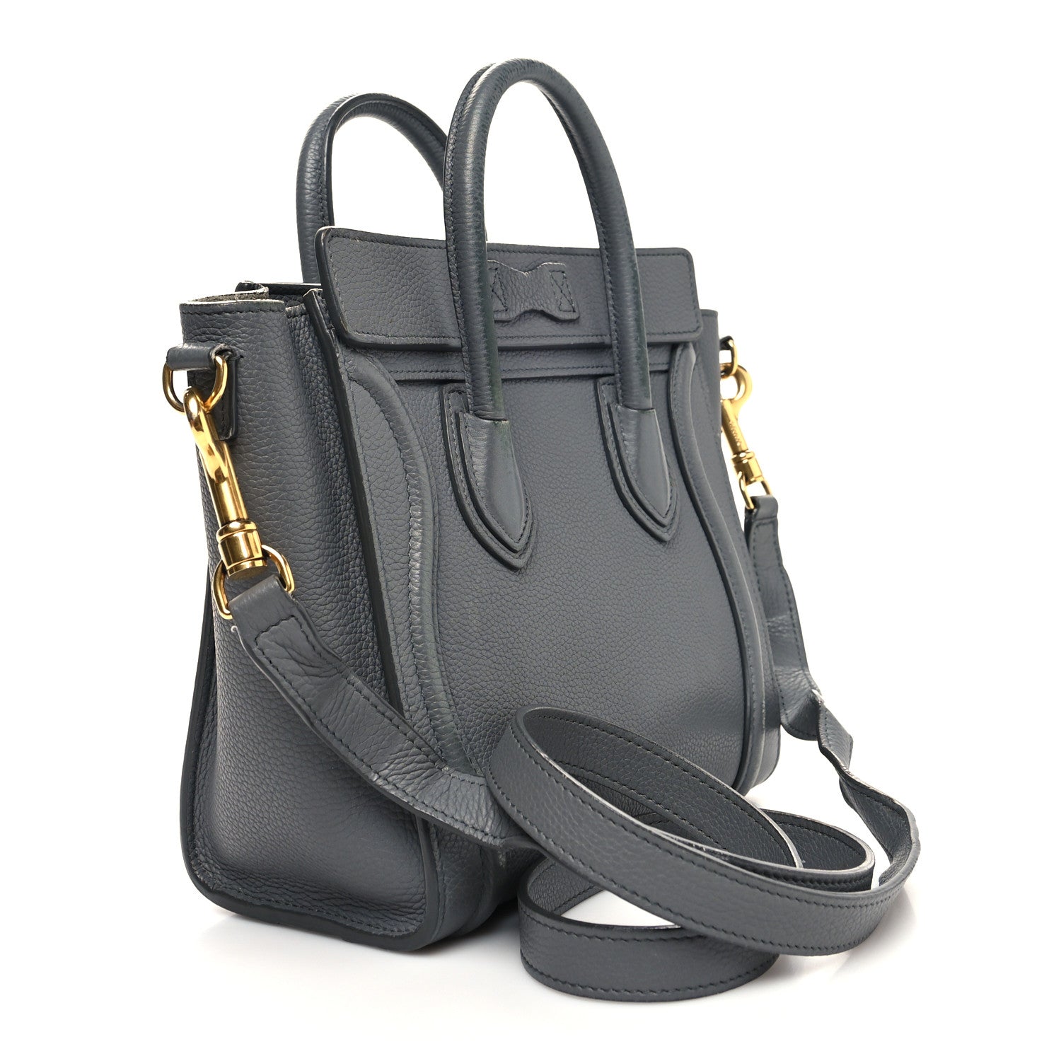 Celine Drummed Calfskin Nano Luggage Kohl 3 of 18