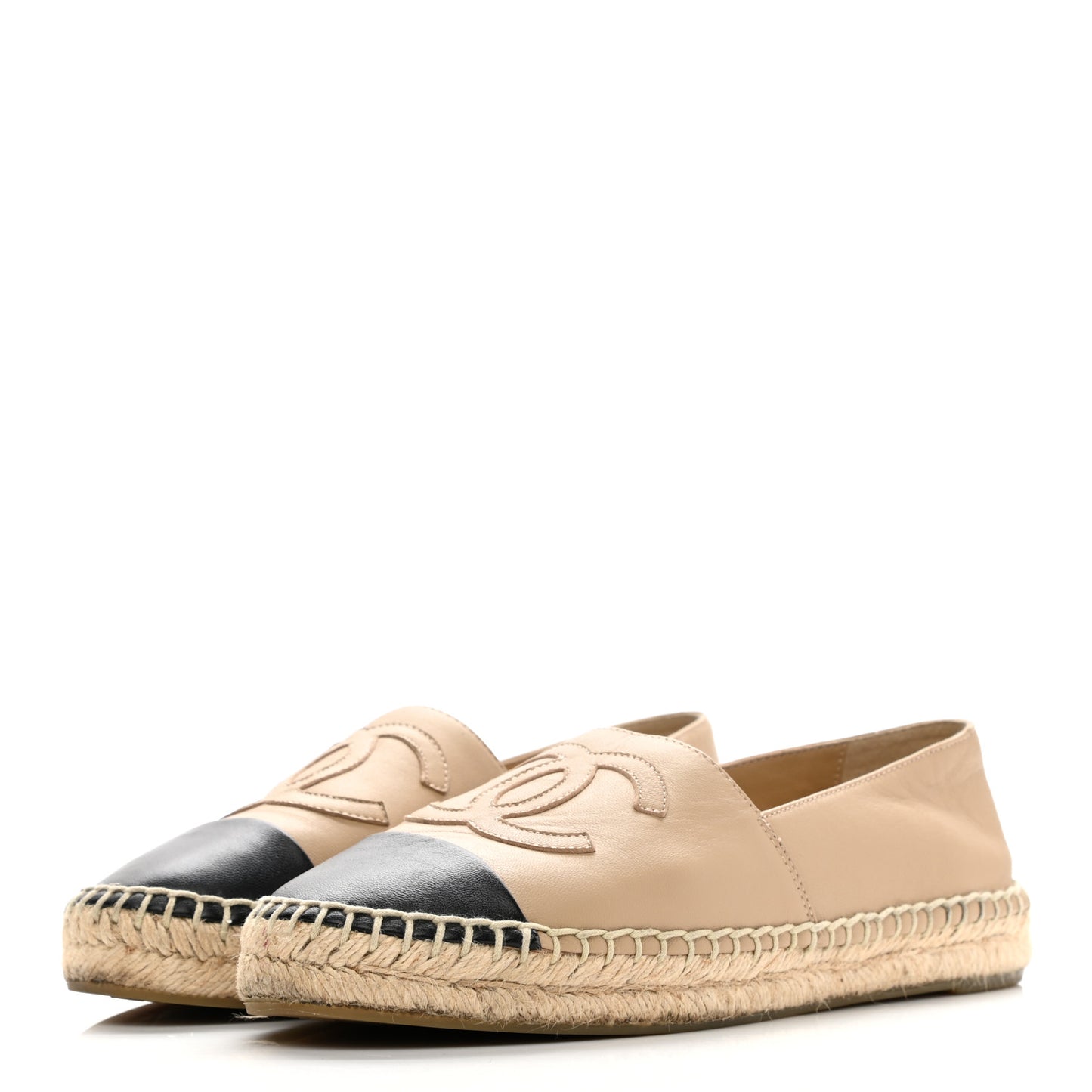 Lambskin CC Espadrilles 38 Beige Black