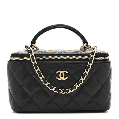 Chanel Lambskin Quilted Trendy Small Top Handle Vanity Case With Chain Black 1 of 12