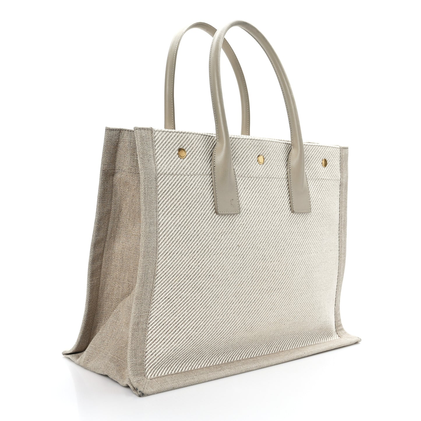 Linen Calfskin Small Rive Gauche Tote Beige Sea Salt
