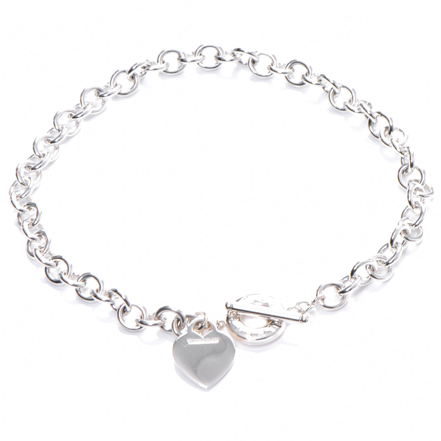 Sterling Silver Heart Tag Toggle Necklace