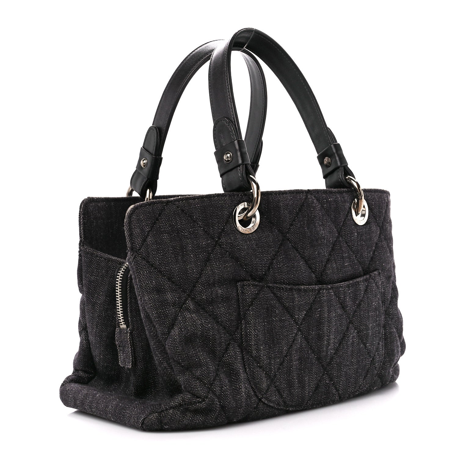 Chanel Denim Quilted Timeless Tote Black 3 of 10