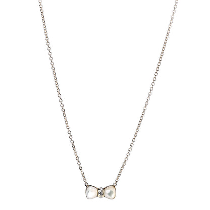 Van Cleef & Arpels 18K Yellow Gold Diamond Mother of Pearl Bow Pendant Necklace 1 of 6