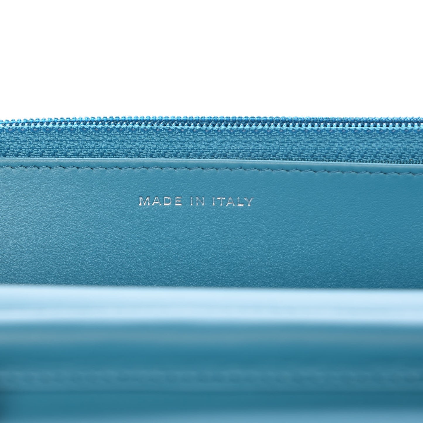 Patent Quilted Wallet On Chain WOC Turquoise Blue