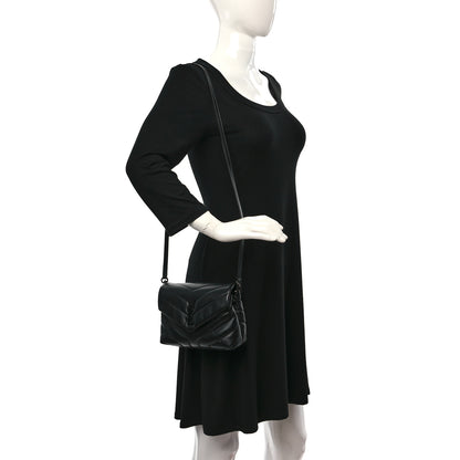Saint Laurent Calfskin Y Quilted Monogram Monochrome Toy Loulou Crossbody Bag Black 2 of 11