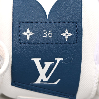 Louis Vuitton Calfskin Monogram Denim Womens Charlie Sneakers 36 White Blue 8 of 11