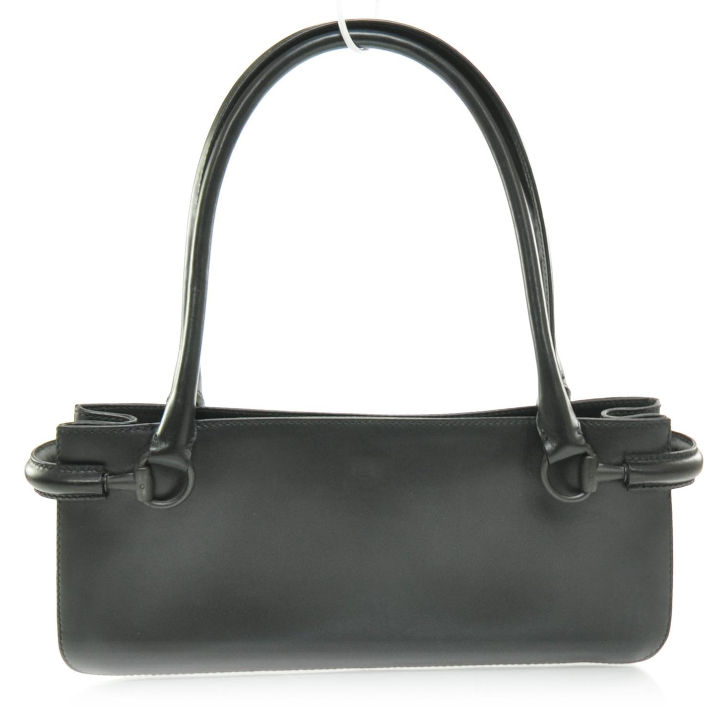Matte Leather Horsebit Shoulder Bag Black