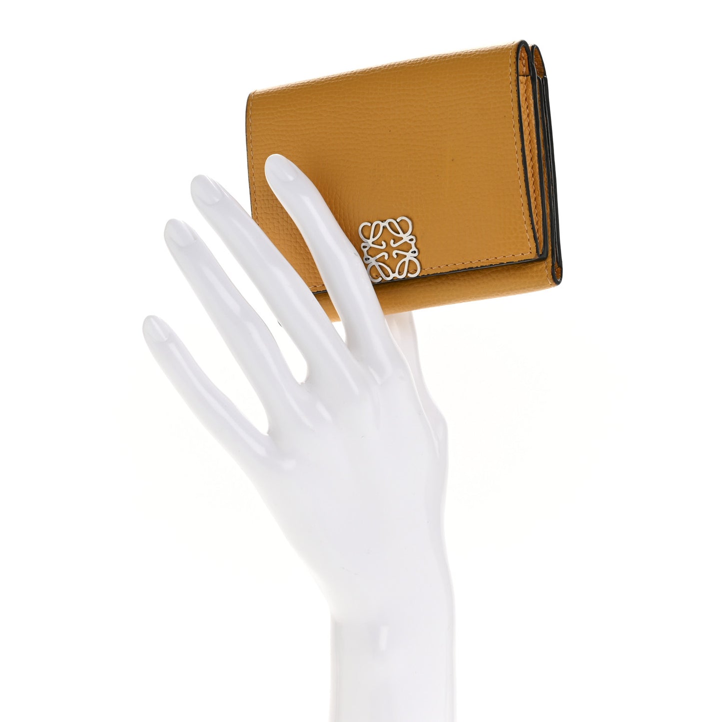 Grained Calfskin Anagram Trifold Wallet Sunflower