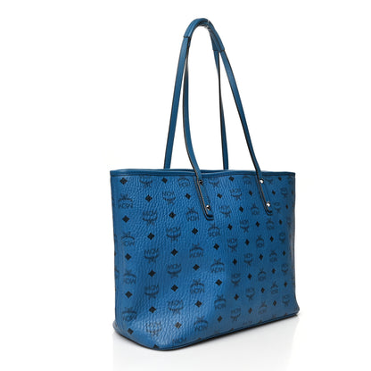 MCM Visetos Large Anya Top Zip Shopper Tote Munich Blue 3 of 9