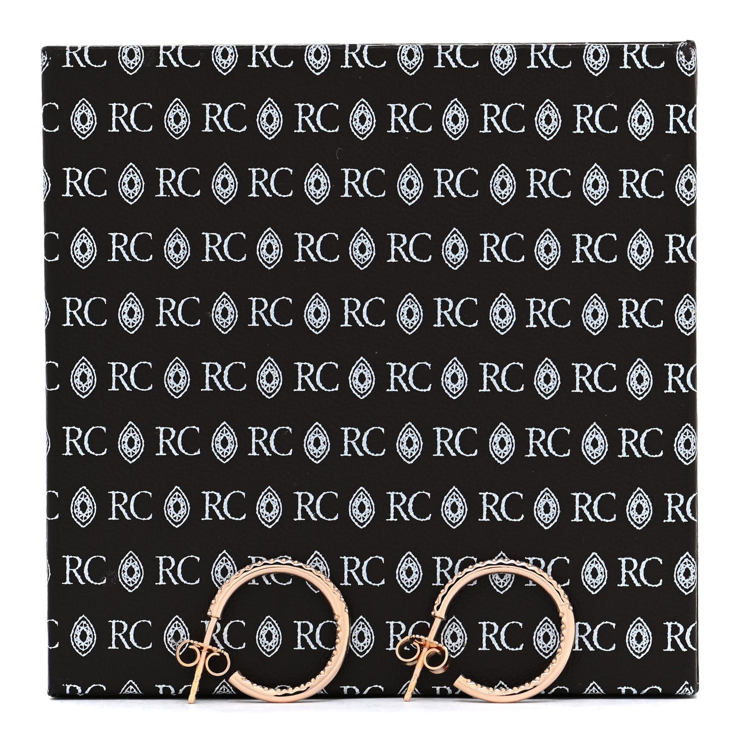18K Rose Gold Diamond .37ctw Inside Out Open Hoop Earrings