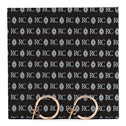 Roberto Coin 18K Rose Gold Diamond .37ctw Inside Out Open Hoop Earrings 6 of 6