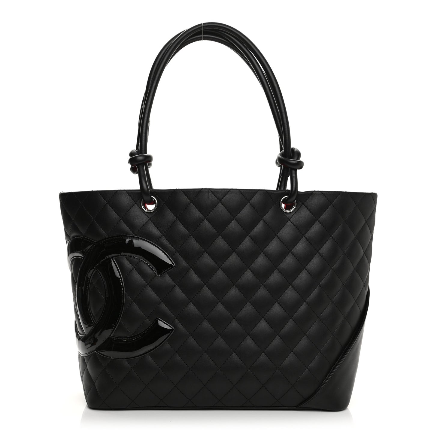 Calfskin Quilted Large Cambon Tote Black