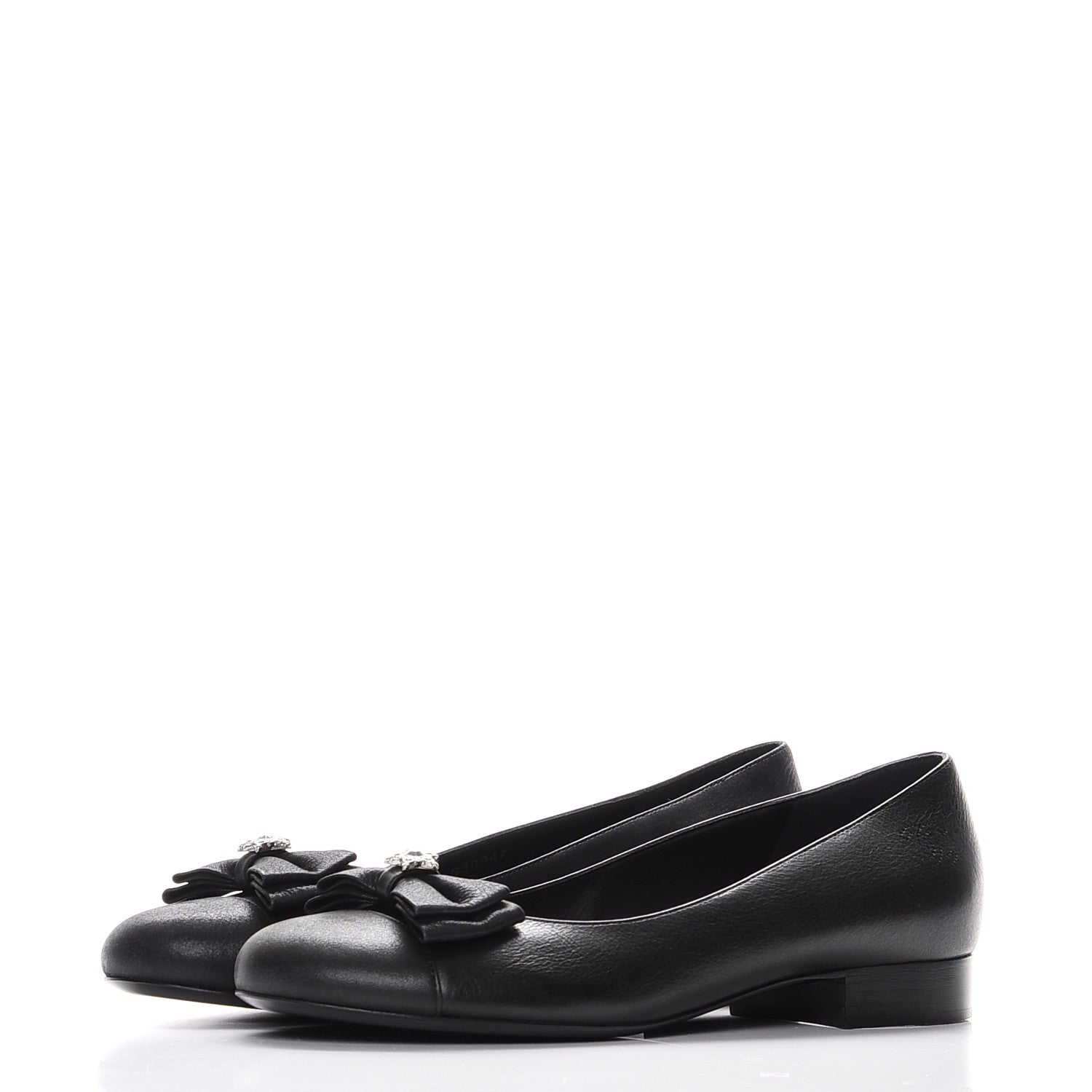 Chanel Buffalo Glitter Bow Ballerina Flats 38.5 Black 3 of 9