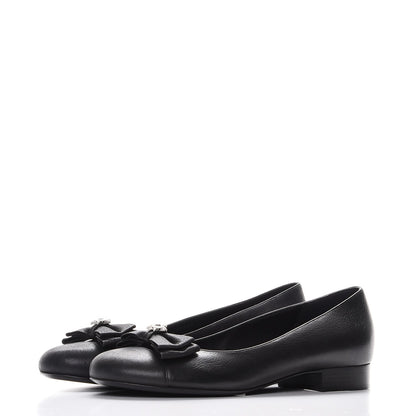Chanel Buffalo Glitter Bow Ballerina Flats 38.5 Black 3 of 9