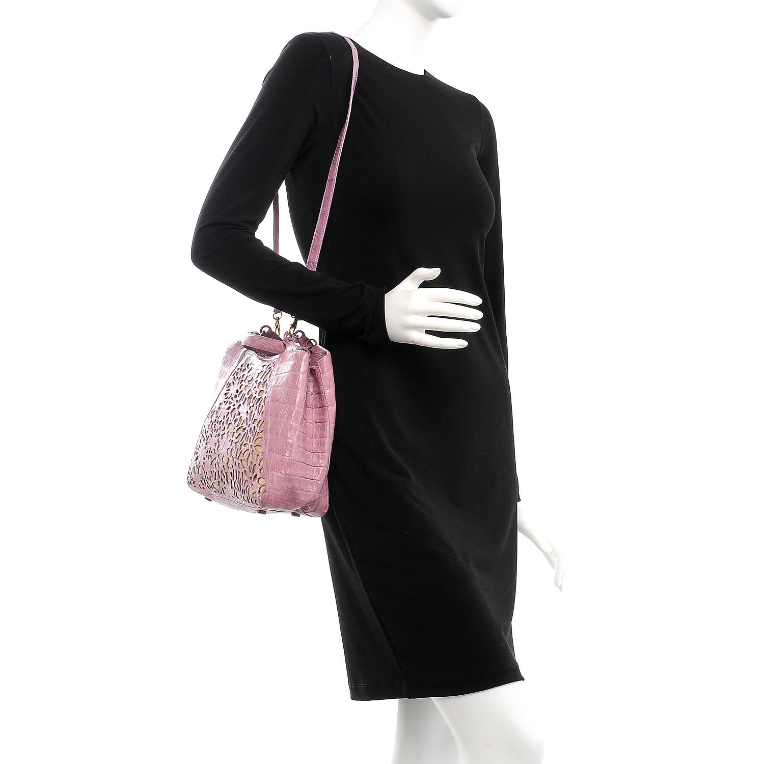Nancy Gonzalez Crocodile Laser Cut Handbag Violet 2 of 9