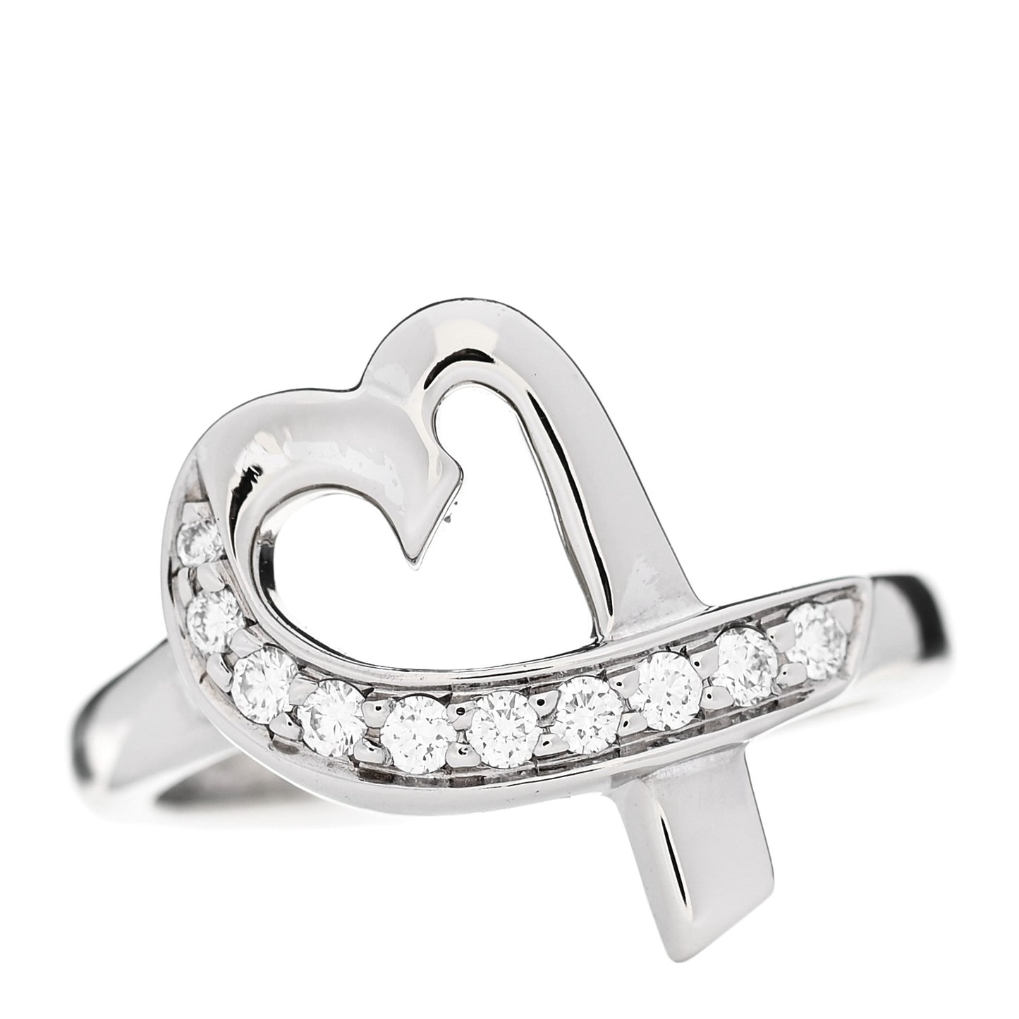 18K White Gold Diamond Paloma Picasso Loving Heart Ring 49 5