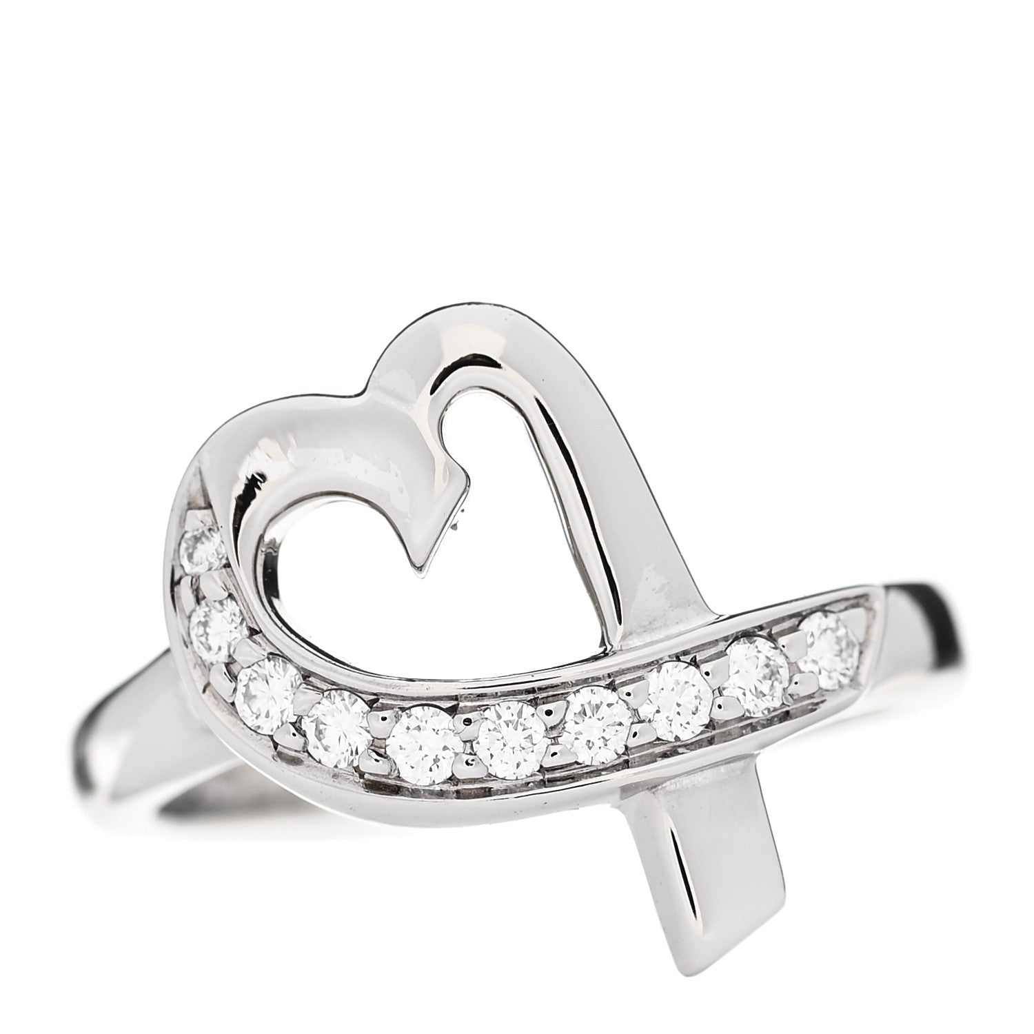 Tiffany 18K White Gold Diamond Paloma Picasso Loving Heart Ring 49 5 2 of 10