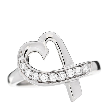 Tiffany 18K White Gold Diamond Paloma Picasso Loving Heart Ring 49 5 2 of 10