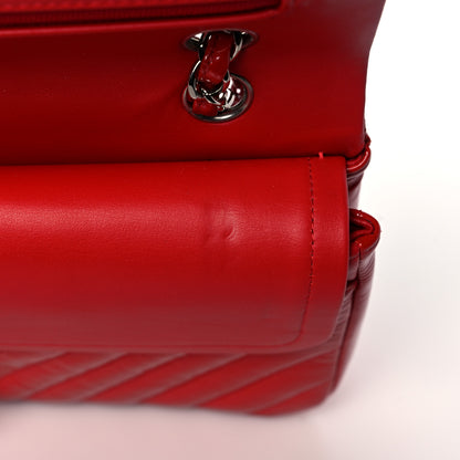 Chanel Patent Chevron Quilted Medium Double Flap Red 17 of 20