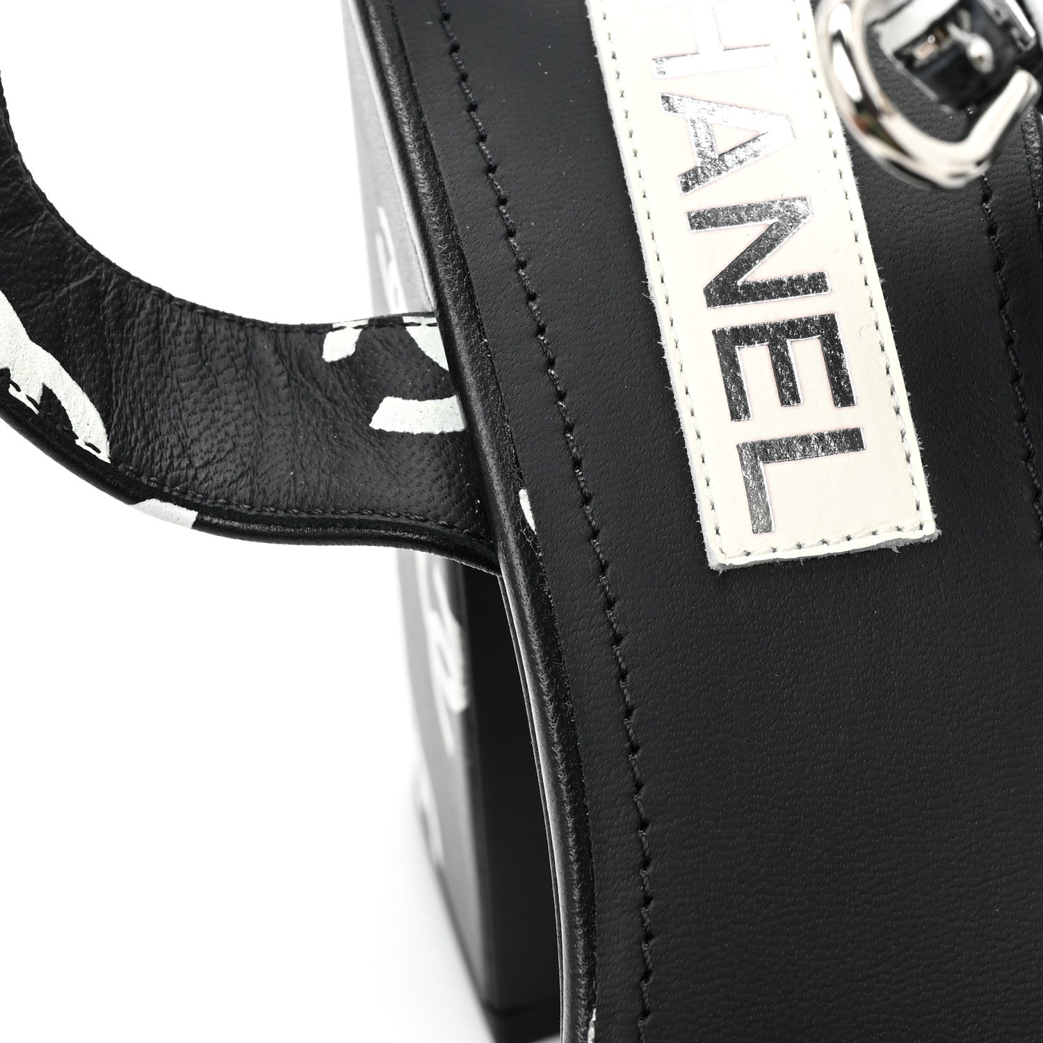 Chanel Printed Lambskin CC Platform Sandals 39.5 Black White 9 of 9