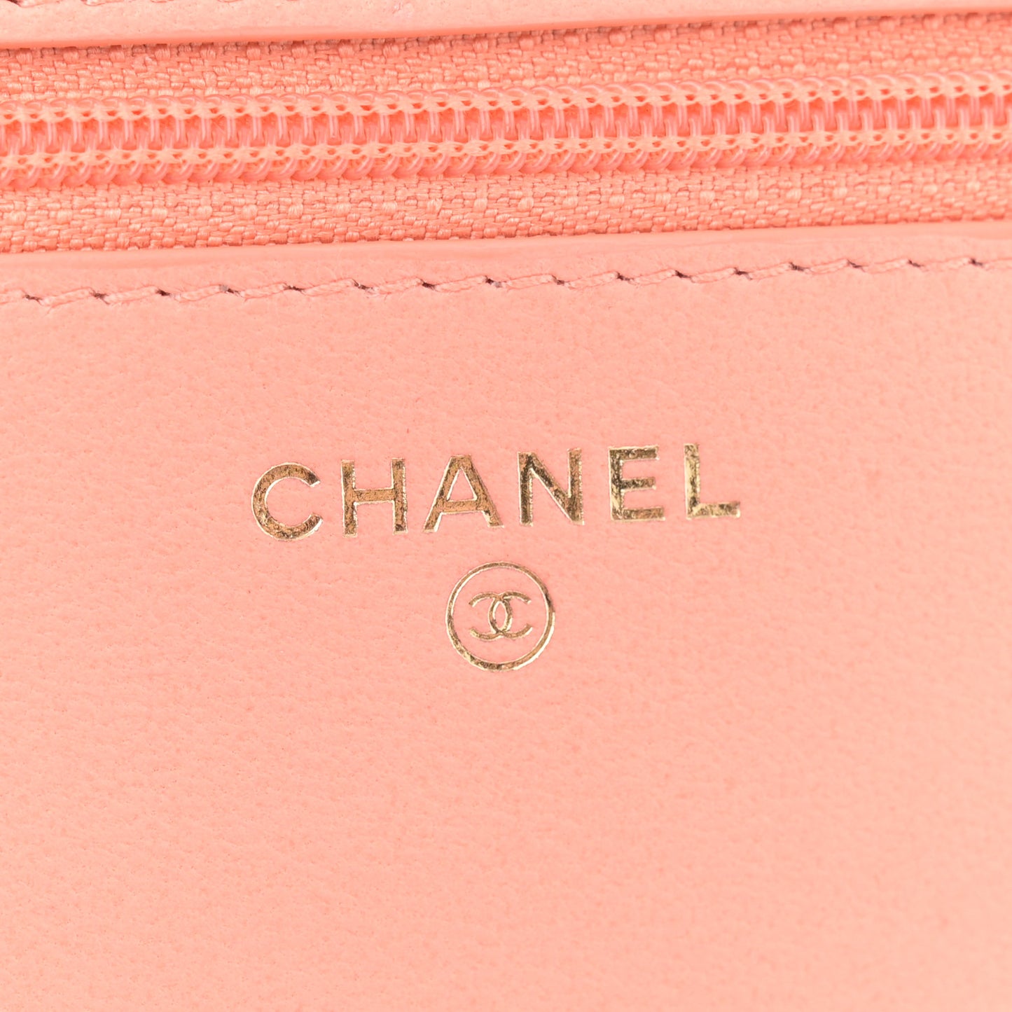 Lambskin Quilted Pearl Crush Wallet on Chain WOC Light Orange