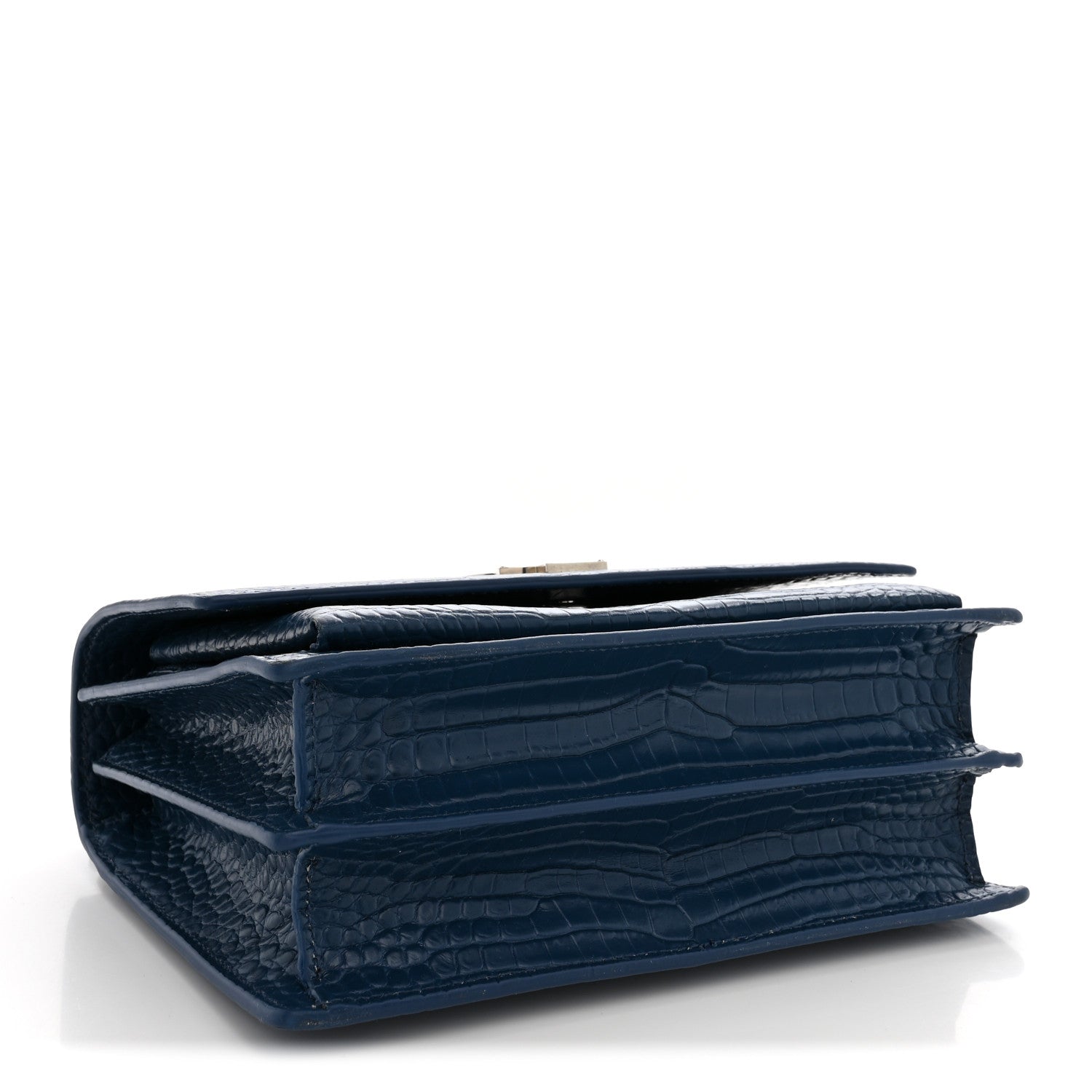 Saint Laurent Calfskin Crocodile Embossed Medium Monogram Sunset Navy 4 of 12