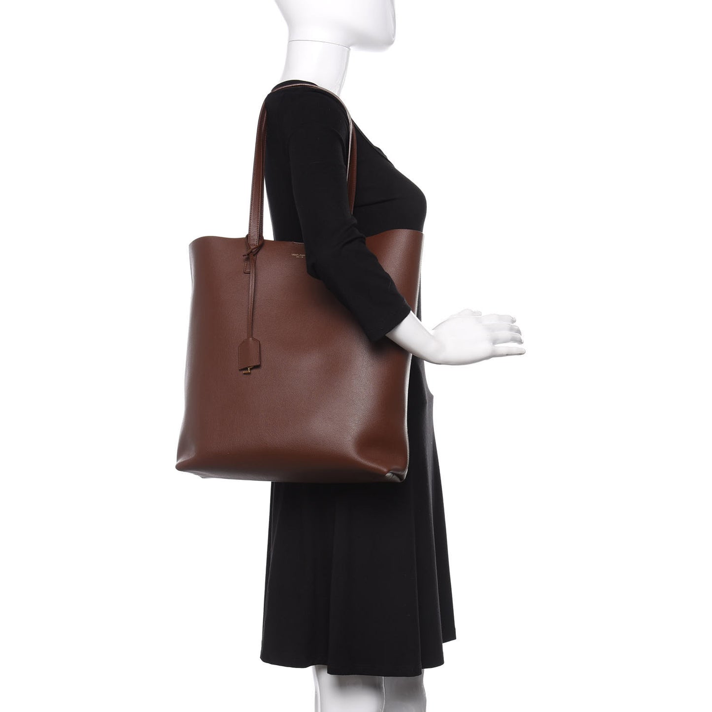 Calfskin Medium Shopping Tote Old Brandy