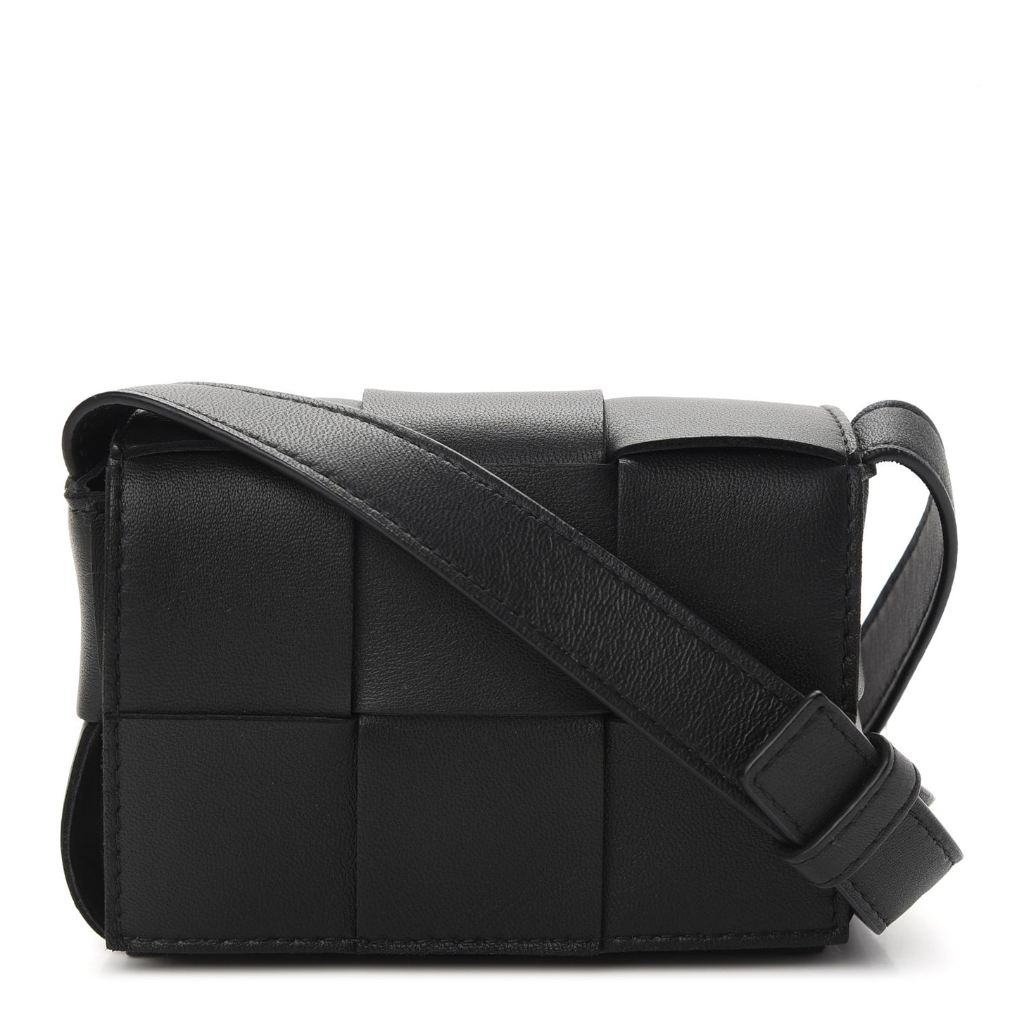 Lambskin Maxi Intrecciato Extra Mini Cassette Crossbody Bag Black