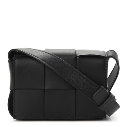 Bottega Veneta Lambskin Maxi Intrecciato Extra Mini Cassette Crossbody Bag Black 1 of 8