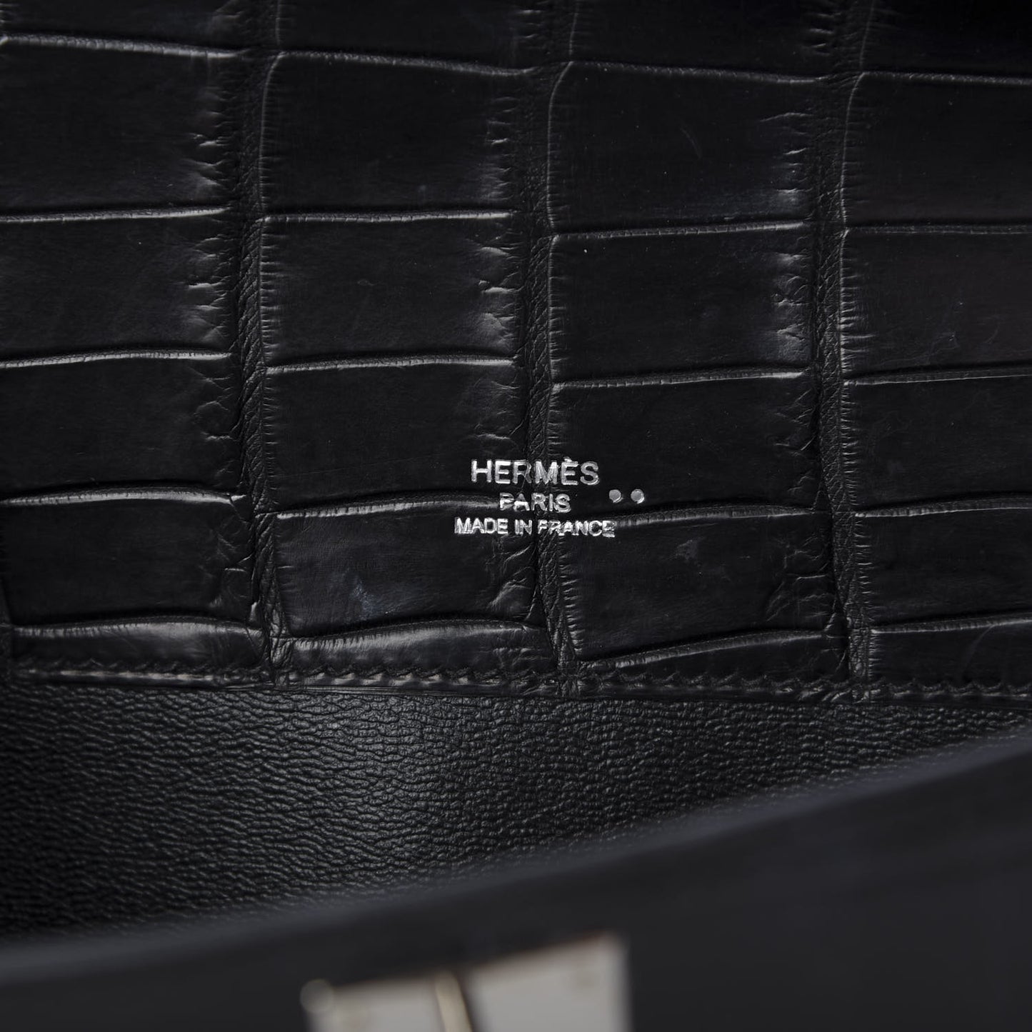 Matte Niloticus Crocodile Kelly Cut Pochette Black