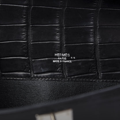 Hermes Matte Niloticus Crocodile Kelly Cut Pochette Black 8 of 9