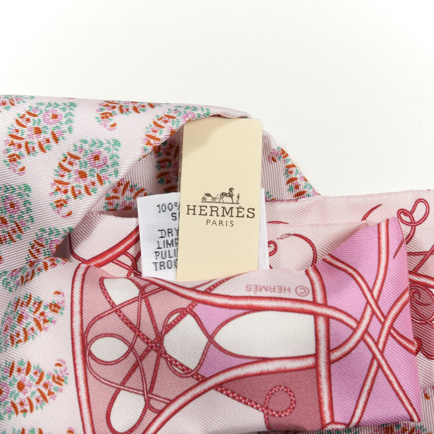 Hermes Silk Coup De Fouet Au Bloc Twilly Rose Nacre Turquoise 4 of 4