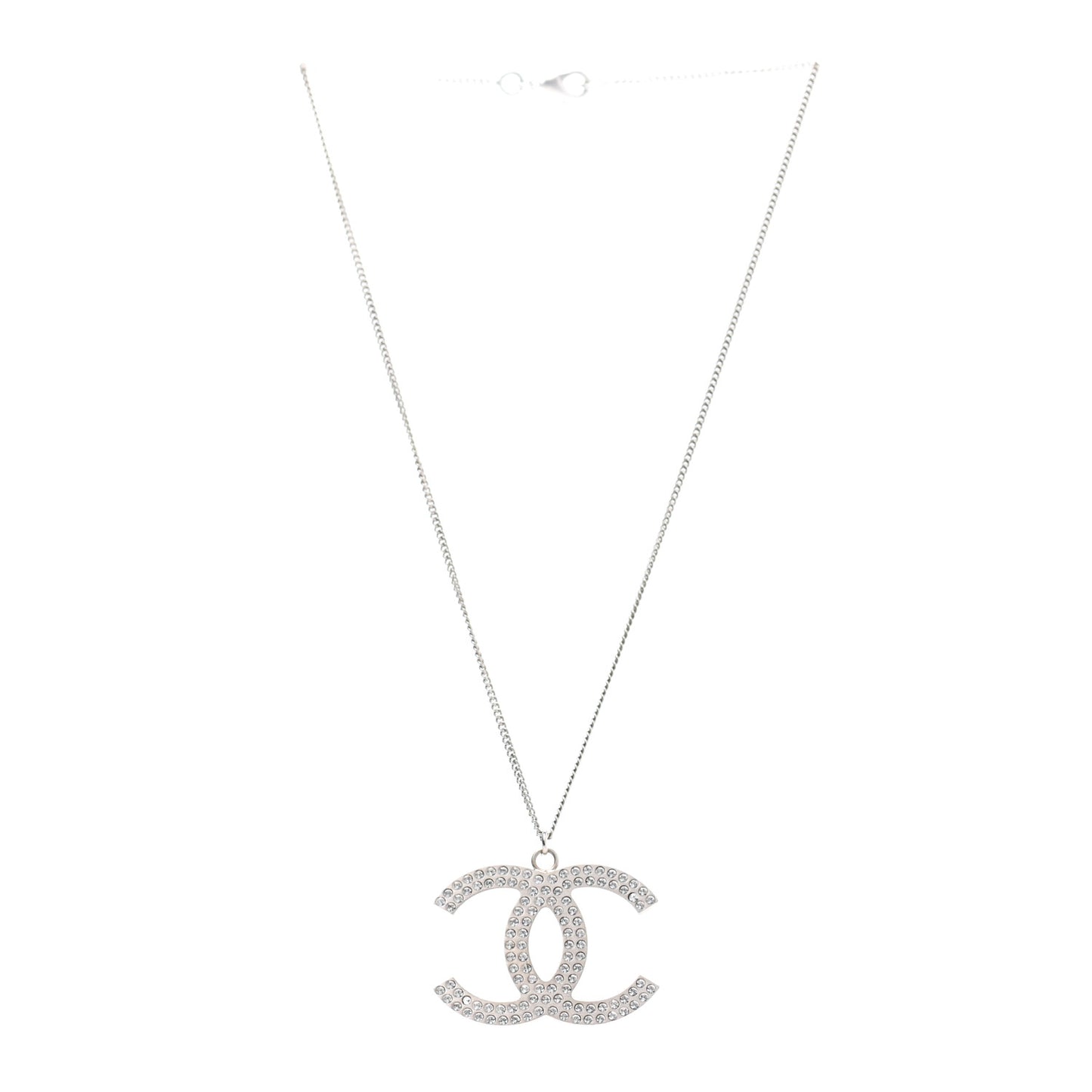Crystal Large CC Necklace Silver