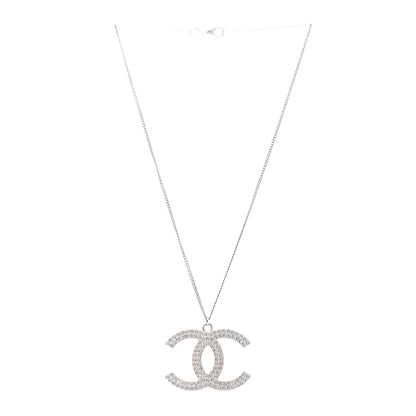 Chanel Crystal Large CC Necklace Silver 3 of 7