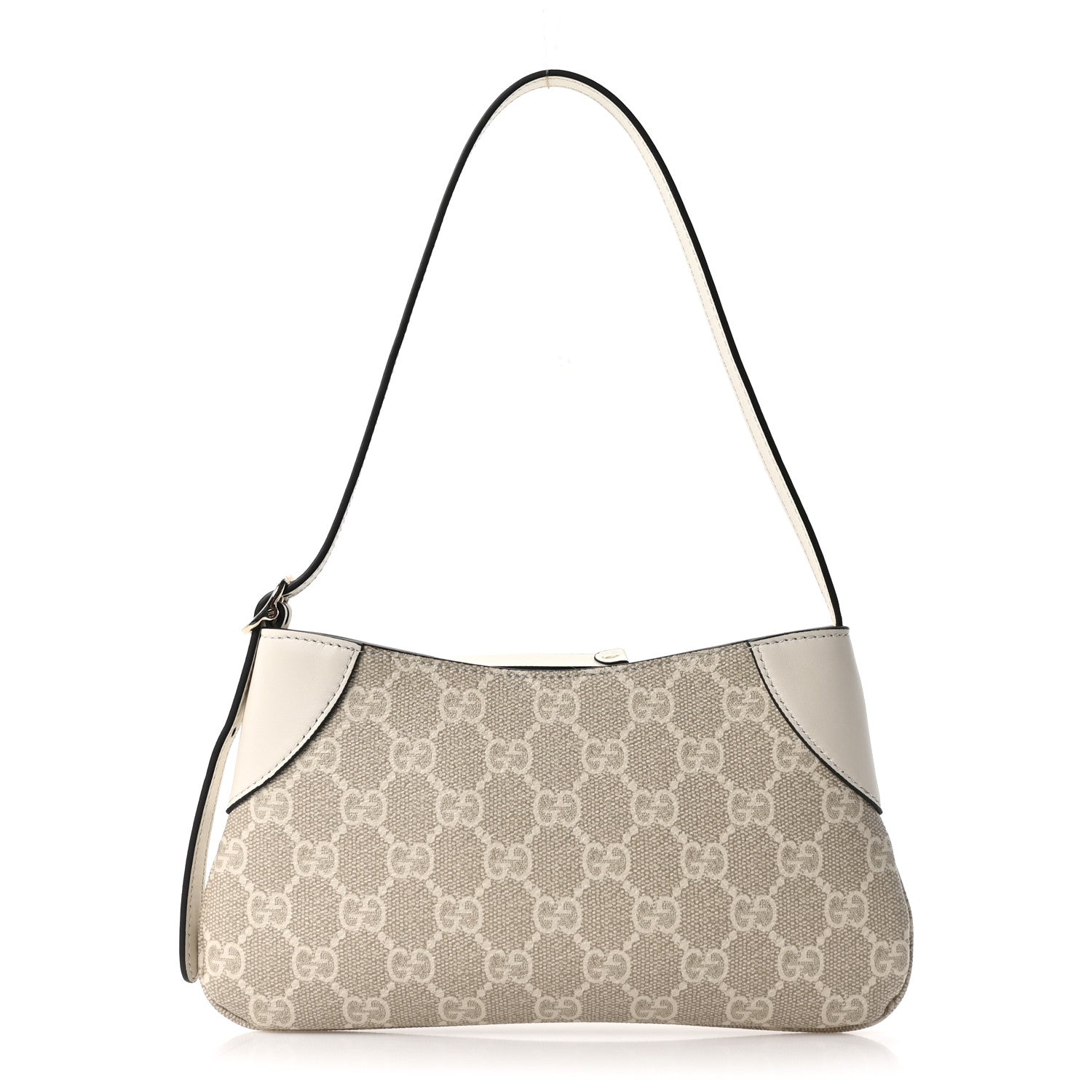Gucci GG Monogram Calfskin Small Emblem Shoulder Bag Beige Mystic White 2 of 19