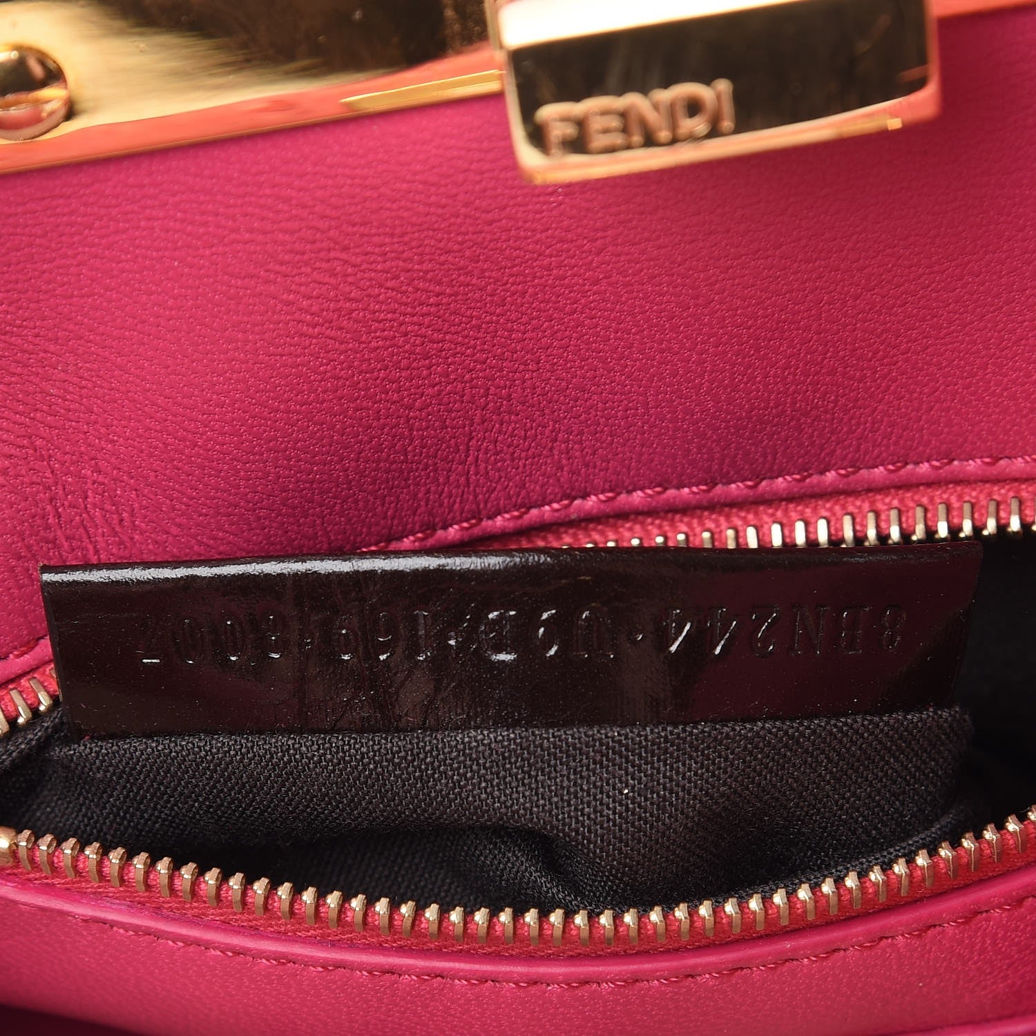 Fendi Ostrich Shiny Nappa Mini Peekaboo Iconic Satchel Fuchsia 8 of 8