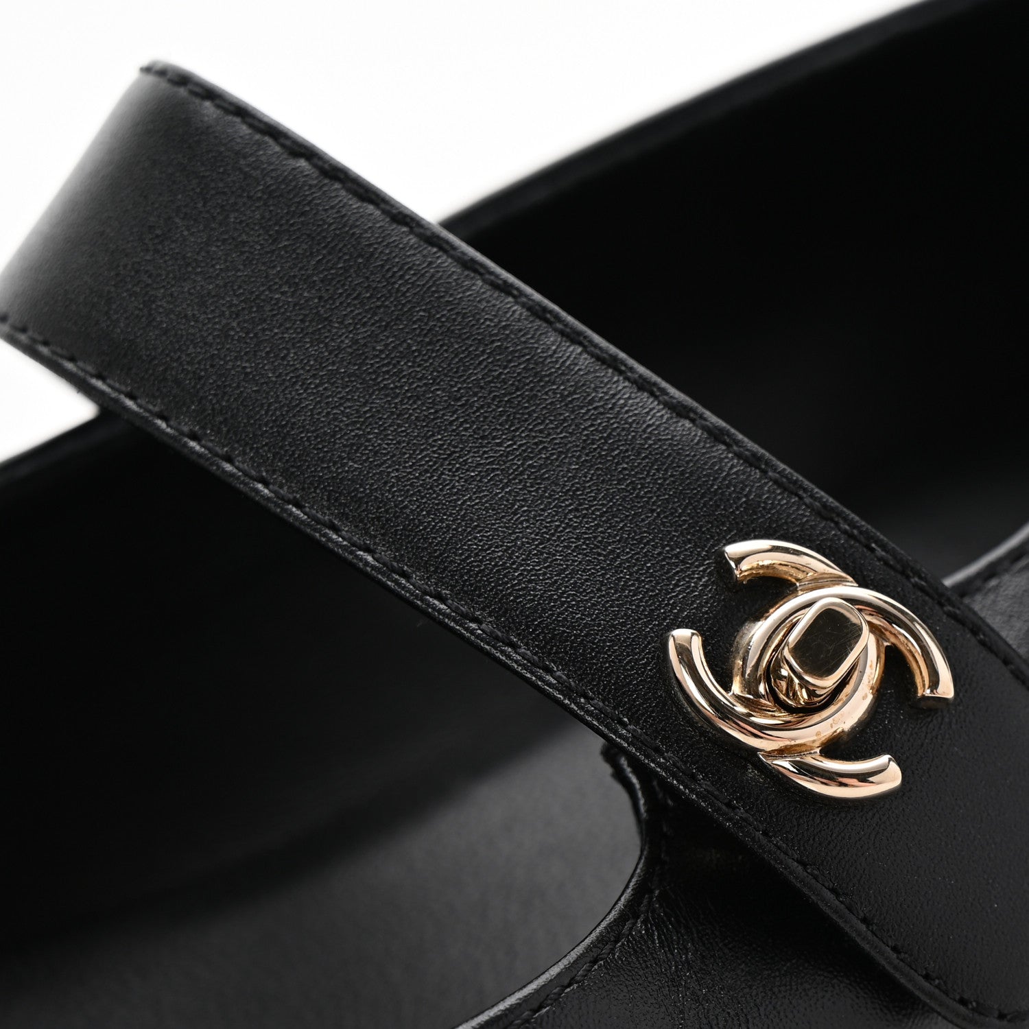 Chanel Calfskin Patent Mary Janes Flats 37 Black 11 of 12
