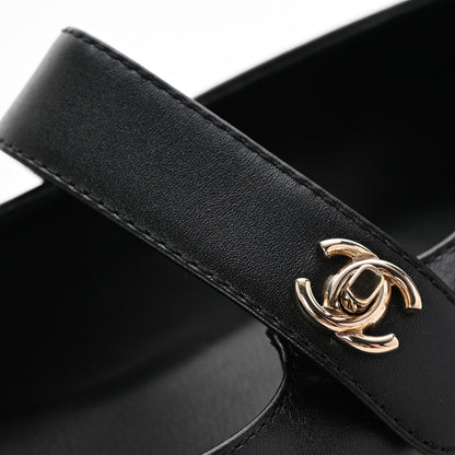 Chanel Calfskin Patent Mary Janes Flats 37 Black 11 of 12