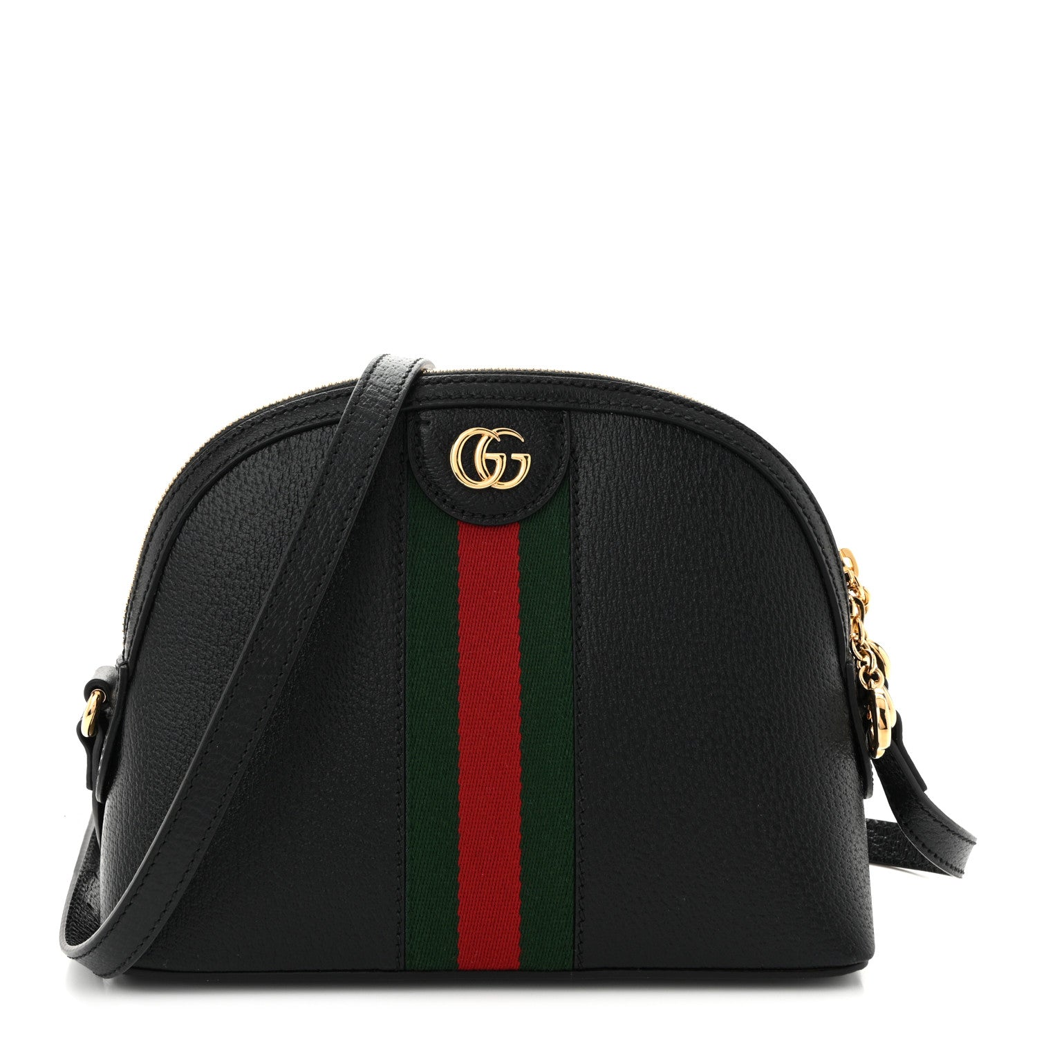 Gucci Calfskin GG Web Small Ophidia Dome Shoulder Bag Black 1 of 10