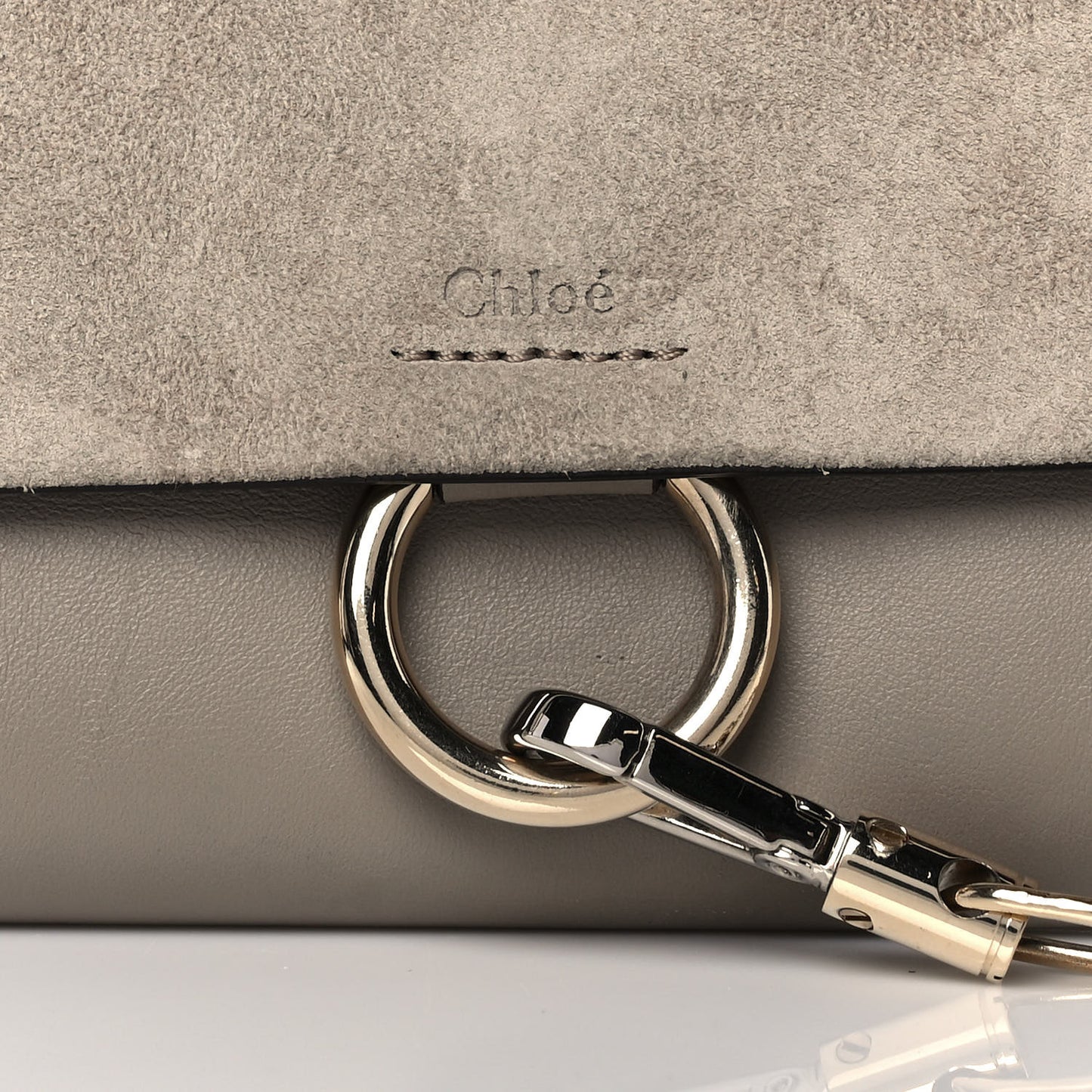 Suede Calfskin Mini Faye Shoulder Bag Motty Grey