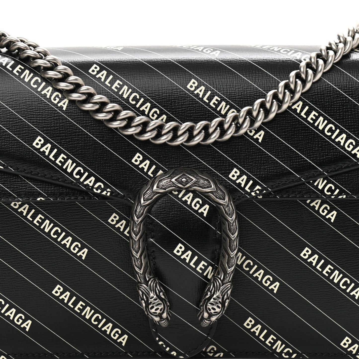 X BALENCIAGA Calfskin Logo Print Small Dionysus Shoulder Bag Black